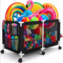280 Gallon 69" Pool Storage Bin XXL Extra Large Swimming Pool Float Storage Bin, Pool Noodles Holder, Toys, Floats, Balls and Floats Equipment Mesh Ro