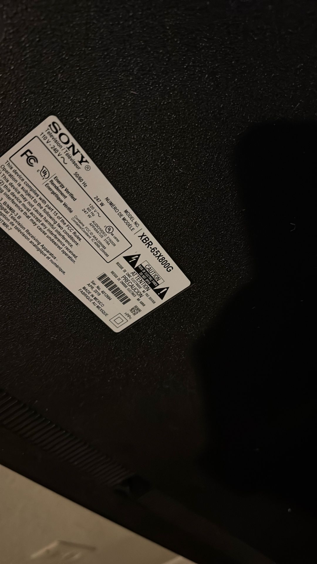 Sony Bravia 65inch Xbr-65x800g Broken Screen