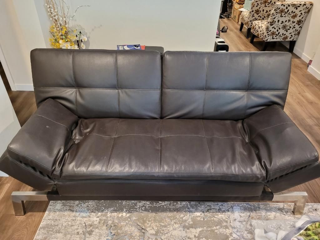 Costco Brown Leather Futon Couch For