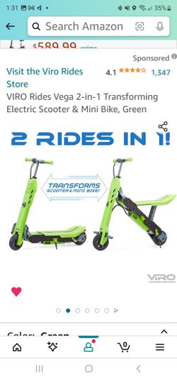 VIRO Rides Vega 2 in 1 Transforming Electric Scooter Mini Bike Green for Sale in San Antonio TX OfferUp