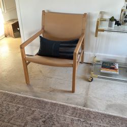 Leather And Wood Accent Chair
