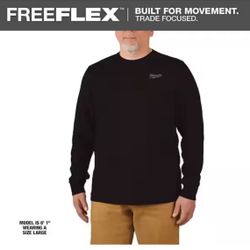 Milwaukee Men's 2X-Large Black Cotton/Polyester Long-Sleeve Hybrid Work T-Shirt=Milw-36