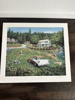 A Country Picnic” by Mark Davidson (1997) – Signed Art Print (22x25)