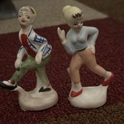 Two Vintage Mid-Century 1960s Sock Hop Dancing Porcelain Figurines