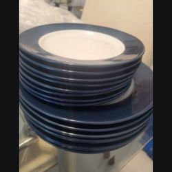 16 China Plates Navy/ White New