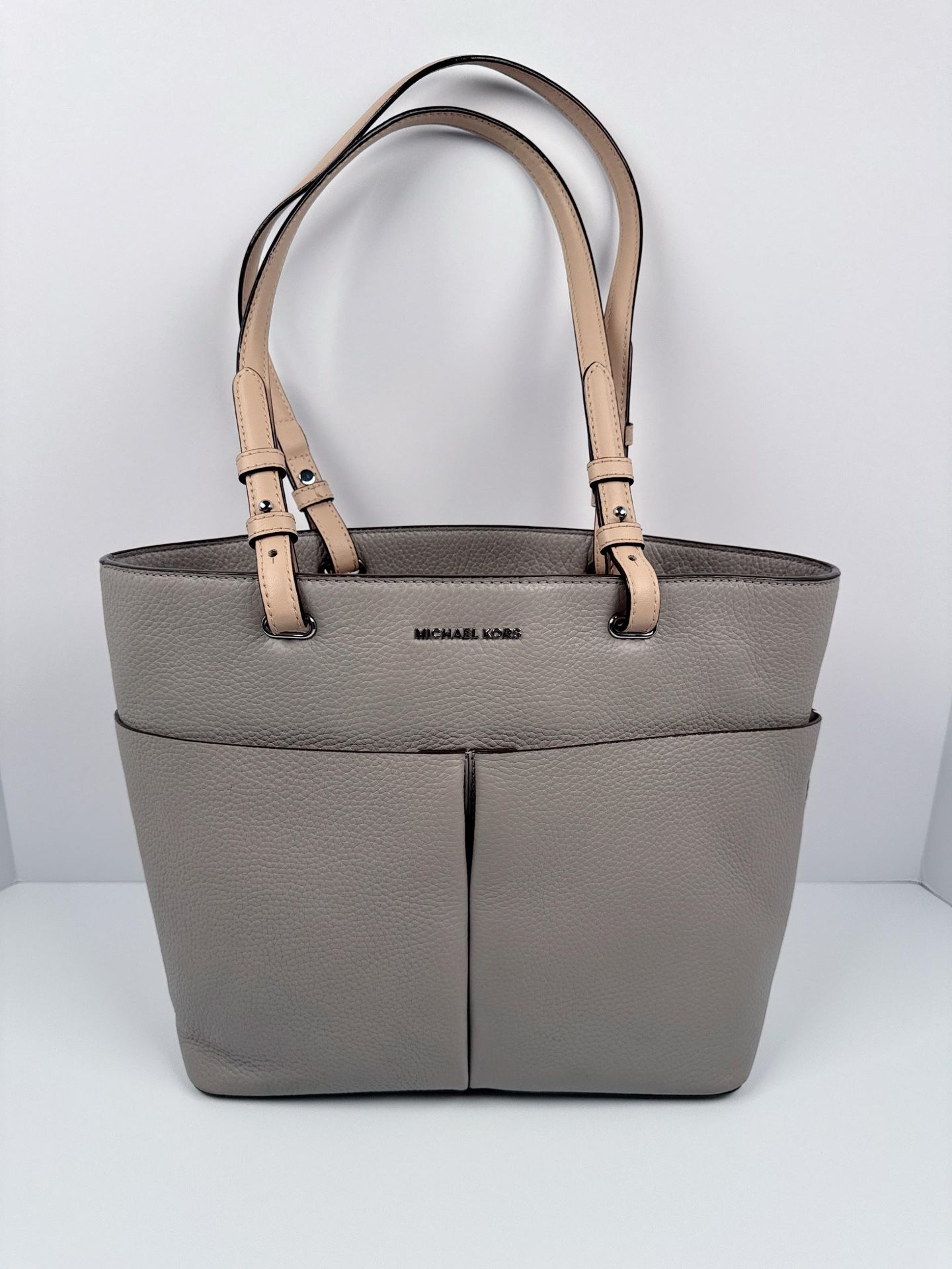 Michael Kors Bedford Women's Pebbled Leather Medium Tote Handbag Tan/Gray