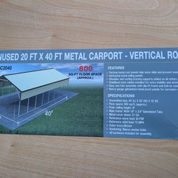New 40 X 20 Steel Carport