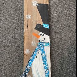 Christmas Snowman Wood Decoration 