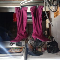 Knee High Burgundy Suede Boots