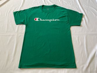 Champion Crew Neck Tee T-shirt Short Sleeve Top Graphic Print Green Men Medium M