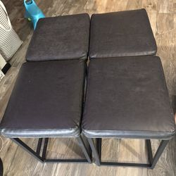 4 Black Cushioned Bar Stools 