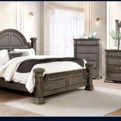 Brand New Grey 5pc California King Bedroom Set
