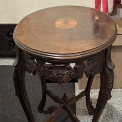 
Antique French Oval Table Entry Stand, with Floral Hand cut Inlays