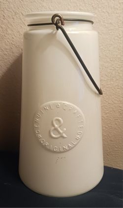 Vintage Genuine Crafted Original White Glass Jar Canister by DPS
