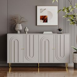 Divith Modern Lacquered Wooden Sideboard Buffet Server Cabinet,Office credenza with 4 Door