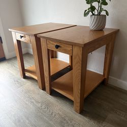 ATTRACTIVE Side tables - nightstands - sold as a pair - oak - one drawer - delivery available