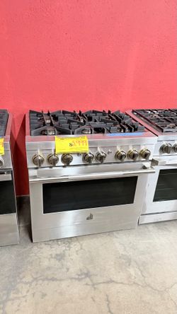 36 INCH STAINLESS STEEL JENN AIR GAS RANGE