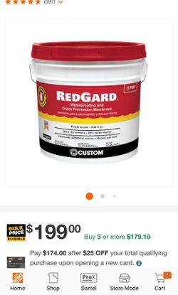 Brand New 3.5 Gallon Redguard Bucket, Waterproof Tile Bathrooms Kitchen Construction