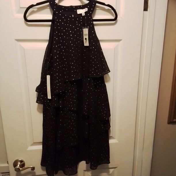 Anthropology Ro & De Black and Gold Speck Dress  Size S - Brand New 