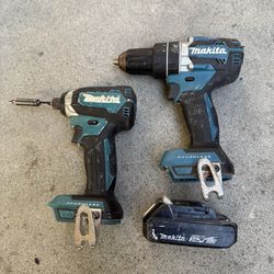 Makita Brushless Hammer Drill, Impact & Battery. $80 For All 3 NO CHARGER