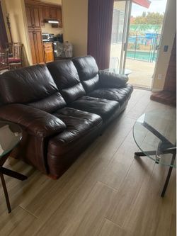Brown leather couch