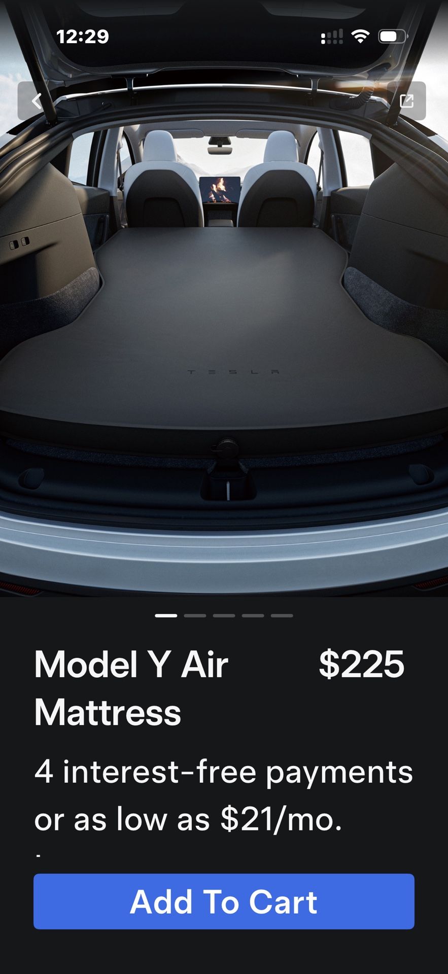 Sealed In Box. Tesla model y Air Mattress 