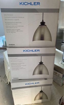 3 Matching 10 Inch Brushed Nickel Pendant Lights For Kitchen Island