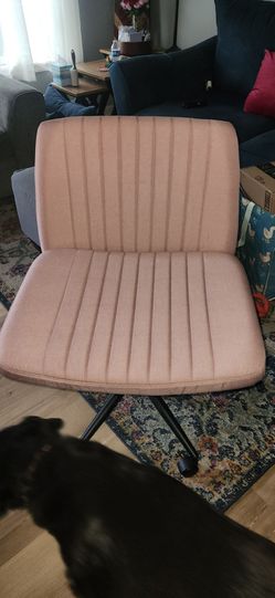 Pink Fabric Armless Swivel Accent Chair
