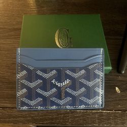 Goyard Wallet Navy Blue With Papers