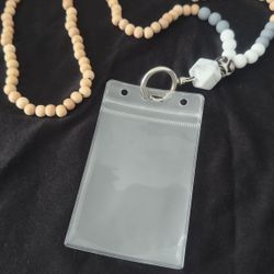 Wood Bead Lanyard with ID Holder – NEW – 15 Available