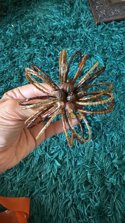 SET OF 12 - Beaded Flower Napkin Rings - Bronze Brown & Gold Boho