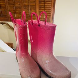 Rain Boots Pink With Glitter And Lights