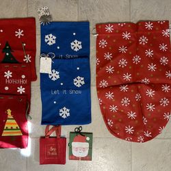 11 PC Set Christmas Felt Wrapping Bags Small To X-Large 