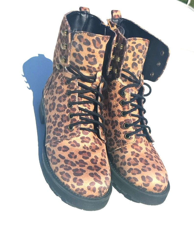 MIA Women's Size 6 Lexis Leopard Print Lace Up Combat Boots