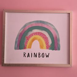 Rainbow Large Framed Print Artwork Home Decor  Girls Room Nursery Playroom 