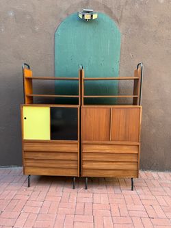 Vintage 1950s French Mid-Century Modular Wall Unit / Ladderax Style