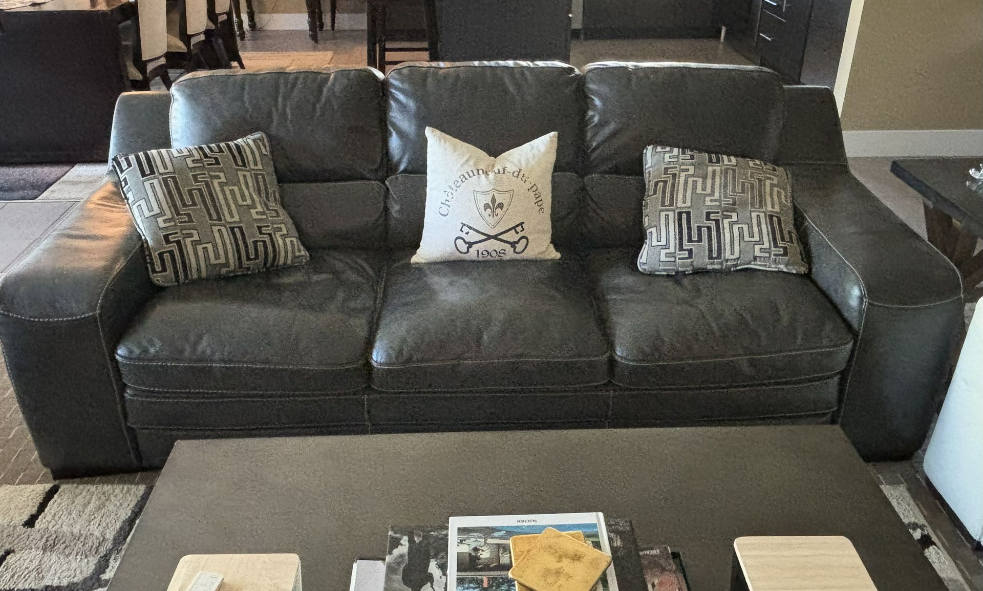 Bonded Leather Sofa, Loveseat And Chair.