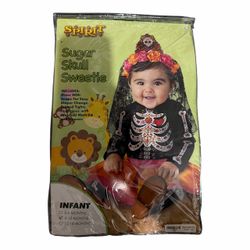Sugar Skull Catrina Skeleton Girl’s Child’s Halloween Costume. Size 6/12 Months (New) *Dress *Printed Tights *Headpiece.