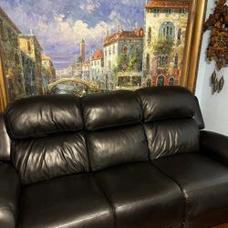 100% all leather electric reclining sofa with electric headrest