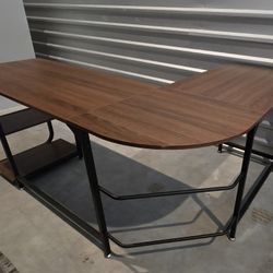 L-Shaped Corner Computer Desk With Storage Shelves