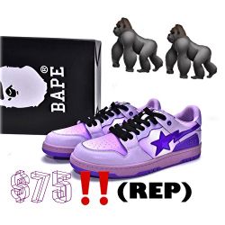 ⚠️R3P⚠️ Purple Bapesta Bape Skate Shoes Designer New