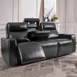 Renaissance Leather Power Reclining Sofa with Drop Down Table, Muebles de costco
