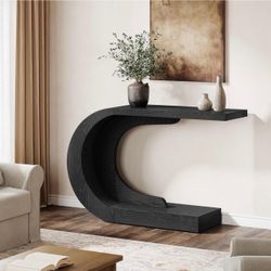 43.3" C-Shaped Entryway Hallway Table Black