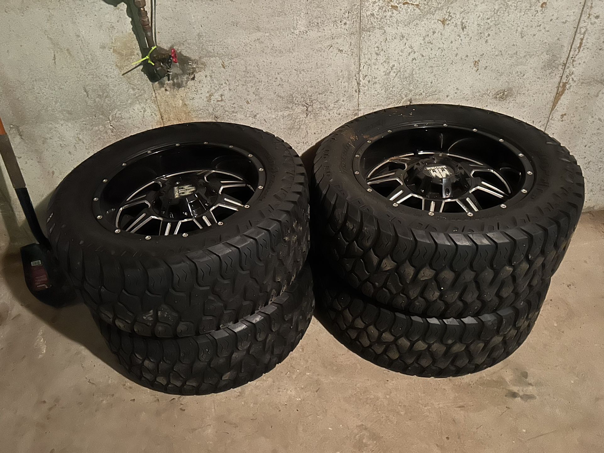 BLACK With Silver Trim Wide Truck Wheels And Rims