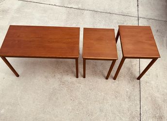 3 TeakMCM Side Tables 
