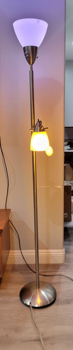 Brushed Nickel Torchiere Floor Lamp with Reading Light
