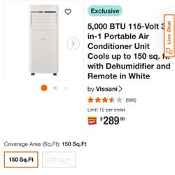 PORTABLE AC 5000BTU