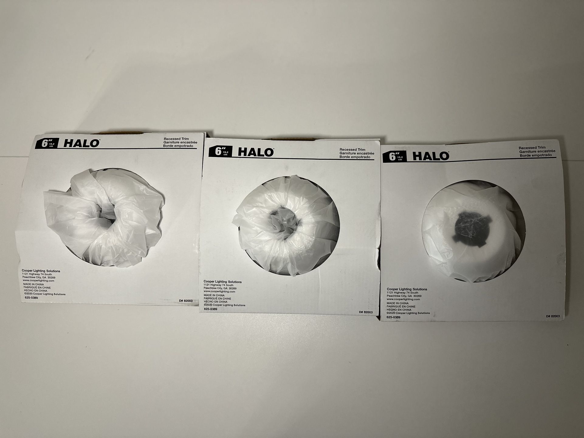 3 Pack HALO 78P 6" White Recessed Ceiling Light Trim with Adjustable Eyeball