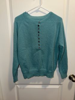 Medium Teal Button-Front Women's Sweater