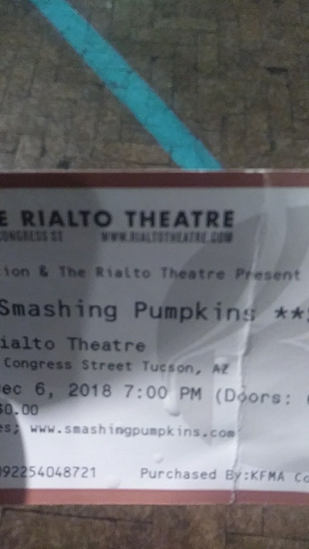 Smashimg Pumpkins TONIGHT at Rialto!!! 2tickets GA. $140 ea obo